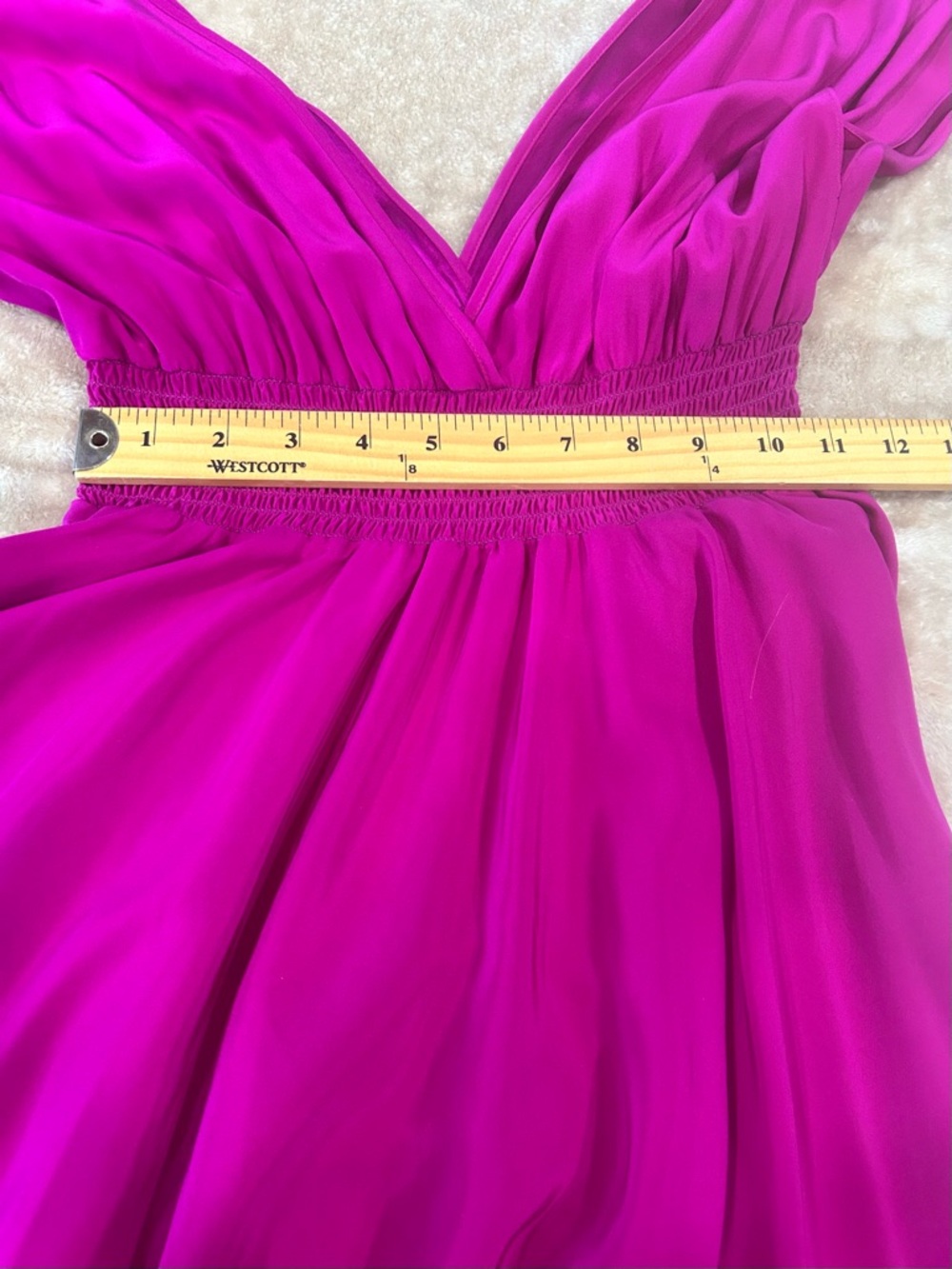 Raquelle 100% Silk Magenta Double V Party Dress USA women’s Size Medium new sexy - Picture 9 of 11